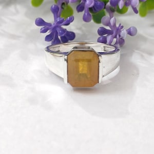 Natural Yellow Sapphire Ring 925 Sterling Silver | Dainty Yellow Gemstone Ring | September Birthstone Jewelry | Gift for Her