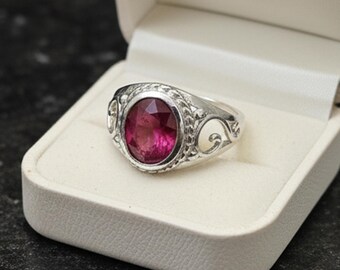 Natural Ruby Ring 925 Sterling Silver | Handmade Red Gemstone Ring | July Birthstone Jewelry Gift