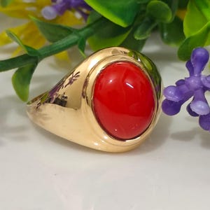 Coral Ring in 925 Sterling Silver | Handmade Red Gemstone Ring | Boho Jewelry for Women | Vintage Style Coral Ring