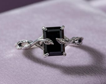 Anello audace con onice nera, anello vistoso in argento sterling 925 per donna, gioiello con pietra portafortuna di ottobre, regalo gotico e stregonesco