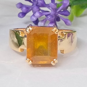 Natürlicher Gelber Saphir Ring in 925 Sterling Silber | Handmade Geburtsstein Ring | Eleganter Gelber Edelstein Ring für Frauen