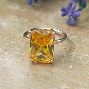 Yellow Sapphire Ring in 925 Sterling Silver | Yellow Gemstone Ring | September Birthstone Jewelry | Gift for Her