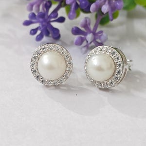Natural Pearl Earrings in 925 Sterling Silver | Classic south sea Pearl Studs | June Birthstone Earrings | Timeless Gift for Her
