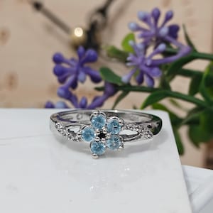 Blue Topaz Ring in 925 Sterling Silver | Natural Sky Blue Gemstone Ring | December Birthstone Jewelry | Handmade Gift for Her