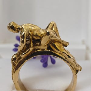 Lover&#39;s ring, Romantic Silver ring,Handmade medieval unique unisex men women,Couples ring,  sex position ring,kissing hug ring