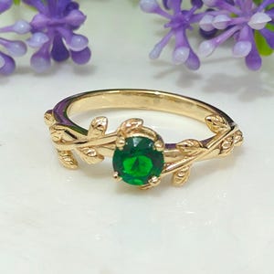 Emerald Ring in 925 Sterling Silver | Natural Green Gemstone Ring | May Birthstone Jewelry | Handmade Gift for Her