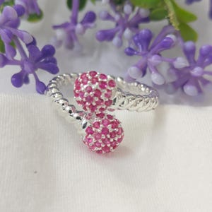 Bague rubis en argent sterling 925 | Bague avec pierres précieuses rouges | Bijoux faits main avec pierre de naissance de juillet pour femme