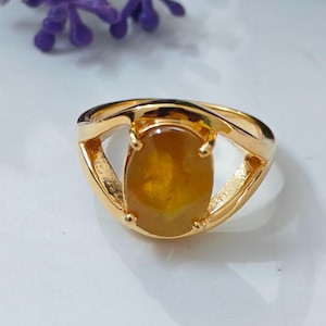 Natural Yellow Sapphire Ring in 925 Sterling Silver | September Birthstone Ring | Dainty Yellow Gemstone Jewelry | Gift for Her
