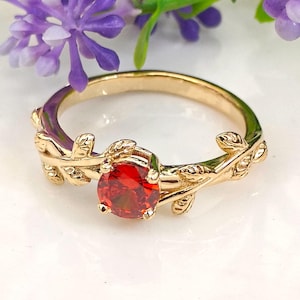 Garnet Ring in 925 Sterling Silver | Natural Red Gemstone Ring | January Birthstone Jewelry | Handmade Gift for Her