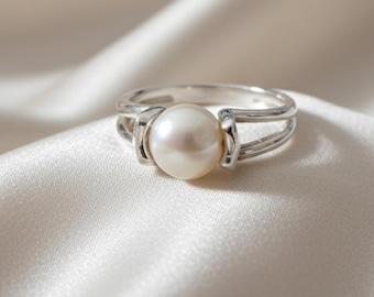 Sterling Silver Natural Pearl Ring: June Birthstone Jewelry