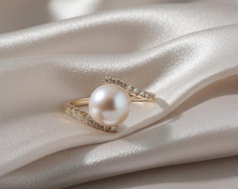 Natural Pearl Ring in 925 Sterling Silver – Elegant Handmade Gemstone Jewelry for Women