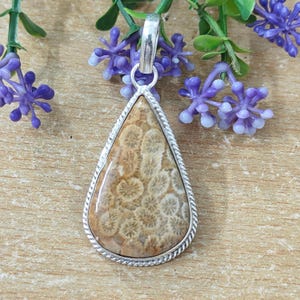Natural Coral Pendant 925 Sterling Silver | Red Coral Healing Stone Jewelry | Handmade Gemstone Pendant Gift