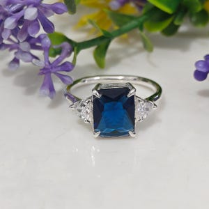 Natural Blue Sapphire Ring in 925 Sterling Silver | September Birthstone Ring | Handmade Sapphire Jewelry for Men & Women