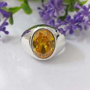 Gelber Saphir Ring in 925 Sterling Silber | Edelstein Ring | Heilstein Schmuck für Männer & Frauen