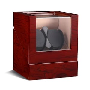 Gepersonaliseerde watchwinderbox met 2 sleuven | Automatische horlogeopwinder houten horlogekast, jubileumcadeau | Aangepast cadeau voor horlogeliefhebbers | Vadercadeau