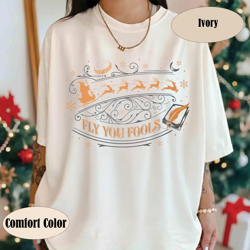 Sudadera navideña Fly You Fools, regalo de Navidad con trineo de Papá Noel y renos imagen 6