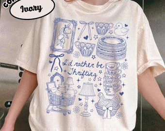 Ich würde eher Thrifting Shirt & Sweatshirt, Thrift Aesthetic Graphic Tee, Retro Vintage Shopping Lover Outfit, Boutique Thrifting Geschenk sein