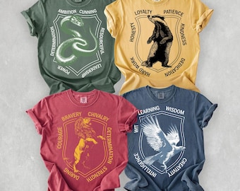 Conjunto de camisetas de las casas de la escuela de magia, ropa de fantasía mágica.