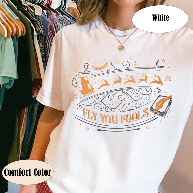 Sudadera navideña Fly You Fools, regalo de Navidad con trineo de Papá Noel y renos imagen 5