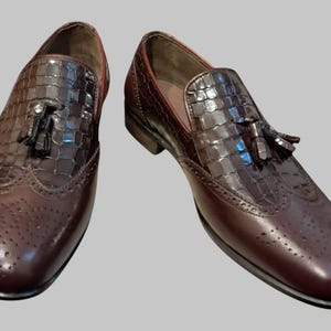 Handmade Original Snake Embossed & Leather Tussle Loafer For Men