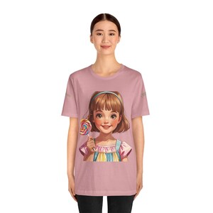Bonita camiseta de piruleta para niña, divertida camiseta de verano, regalo para niños, atuendo para fiesta de cumpleaños, ropa divertida y divertida, ropa informal.