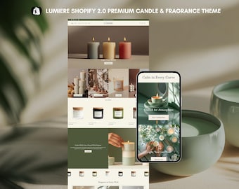 Lumiere Luxury Shopify Theme | Green Beige Candle & Fragrance Website Template | Minimal Shopify 2.0 Theme | Neutral Candle Store Design