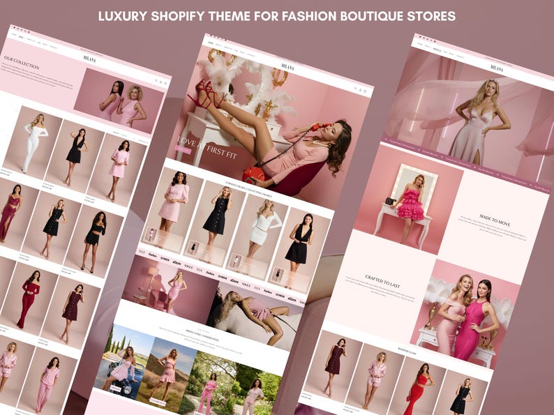 Lookbook collection layout showcasing outfits in Milana theme