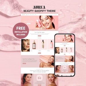 Aurea Shopify Theme: Pink Beauty Skincare, Beauty & Cosmetics Website Template