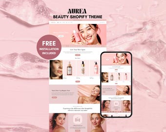 Aurea Shopify Theme: Pink Beauty Skincare, Beauty & Cosmetics Website Template