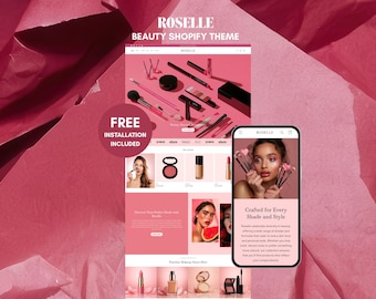Roselle Beauty Shopify Theme: Pink Makeup & Cosmetics Website Template