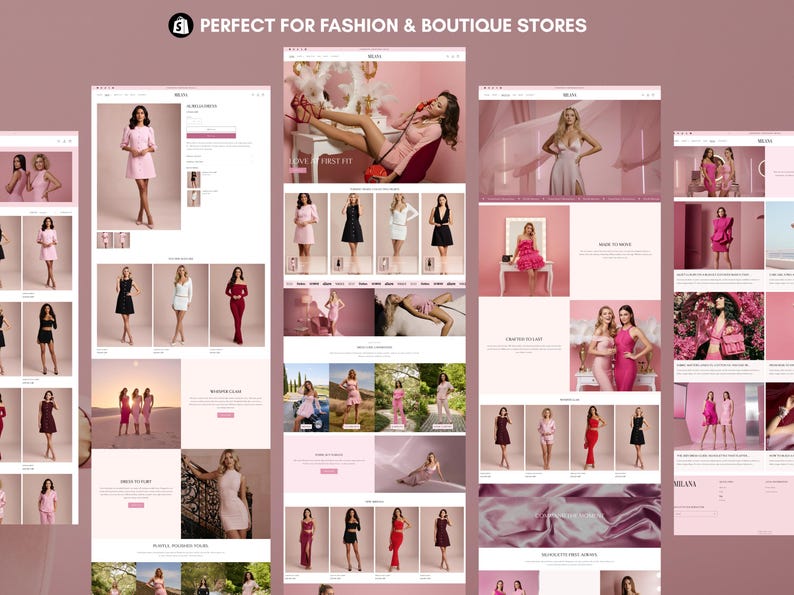 Pink boutique website template for apparel and beauty brands