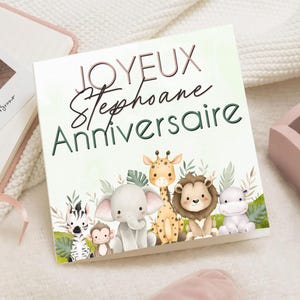 Carte d'anniversaire safari nordique bébé Enfant – Joyeux Anniversaire prénom – Carte Vœux naissance – Carte 1er anniversaire personnalisée
