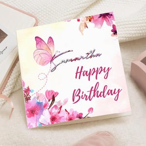 Carte 1er anniversaire fille, carte 1er anniversaire personnalisée, cadeau naissance, cadeau pour elle, cadeau mariage, floral, fleur