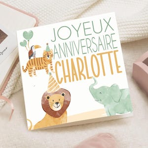 Carte d'anniversaire safari nordique bébé Enfant – Joyeux Anniversaire prénom – Carte Vœux naissance – Carte 1er anniversaire personnalisée