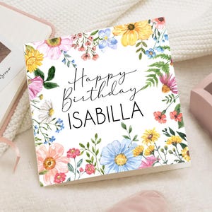 Carte 1er anniversaire fille, carte 1er anniversaire personnalisée, cadeau naissance, cadeau pour elle, cadeau mariage, floral, fleur