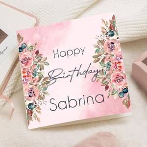 Carte 1er anniversaire fille, carte 1er anniversaire personnalisée, cadeau naissance, cadeau pour elle, cadeau mariage, floral, fleur