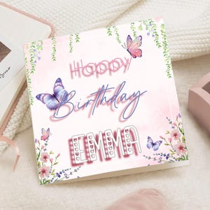 Carte 1er anniversaire fille, carte 1er anniversaire personnalisée, cadeau naissance, cadeau pour elle, cadeau mariage, floral, fleur