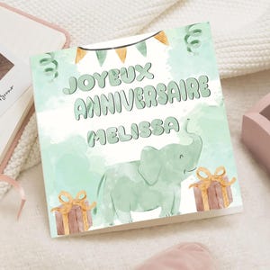 Carte d'anniversaire safari nordique bébé Enfant – Joyeux Anniversaire prénom – Carte Vœux naissance – Carte 1er anniversaire personnalisée