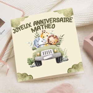 Carte d'anniversaire safari animaux bébé Enfant – Joyeux Anniversaire prénom – Carte Vœux nordique – Carte 1er anniversaire personnalisée