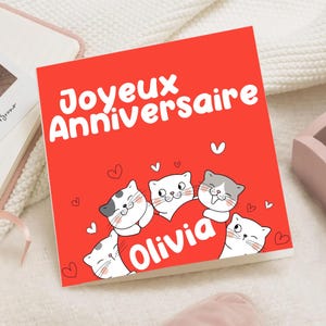 Carte anniversaire Cœur Rose femme homme – Message Romantique fille – Carte élégante – carte amour joyeux anniversaire personnalisée prénom