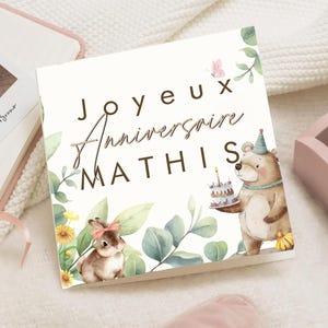 Carte d'anniversaire Ourson bébé Enfant – Joyeux Anniversaire prénom – Carte Vœux nordique – Carte 1er anniversaire personnalisée