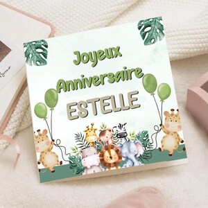 Carte d'anniversaire safari animaux bébé Enfant – Joyeux Anniversaire prénom – Carte Vœux nordique – Carte 1er anniversaire personnalisée