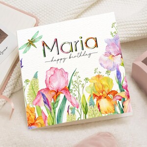 Carte 1er anniversaire fille, carte 1er anniversaire personnalisée, cadeau naissance, cadeau pour elle, cadeau mariage, floral, fleur