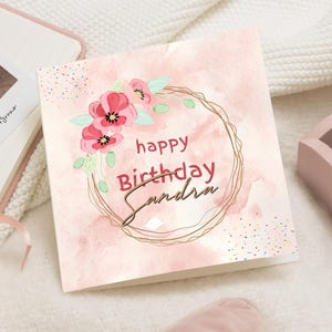 Carte 1er anniversaire fille, carte 1er anniversaire personnalisée, cadeau naissance, cadeau pour elle, cadeau mariage, floral, fleur