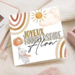 Carte d'anniversaire arc en ciel bébé Enfant – Joyeux Anniversaire prénom – Carte Vœux naissance – Carte 1er anniversaire personnalisée