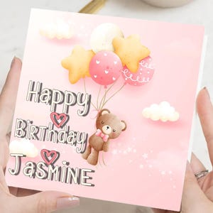 Carte 1er anniversaire fille, carte 1er anniversaire personnalisée, cadeau naissance, cadeau pour elle, cadeau mariage, cadeau bebe,