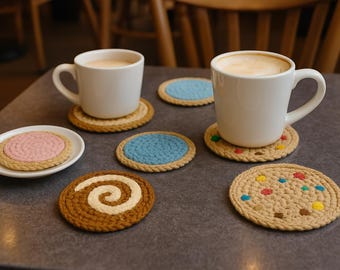 Crochet Cookie Coaster PDF Pattern – Fun & Easy Dessert Decor! - Digital Download