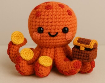 Crochet Octopus Pattern | Amigurumi Treasure Chest Toy (PDF Download)