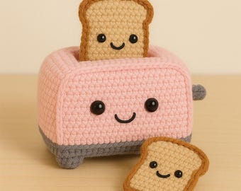 Crochet Toaster & Toast Pattern – Kawaii Kitchen Amigurumi - Digital Download