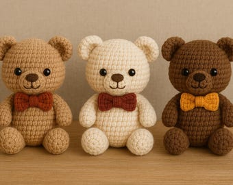 Crochet Teddy Bear Pattern PDF | Amigurumi Plushie Tutorial | Easy Stuffed Animal DIY | Digital Download